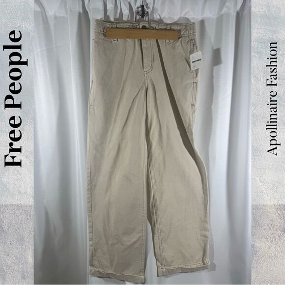 Free People Women’s Buttonfly Khakis in Beige NWT Size 25, 26 - Picture 5 of 7